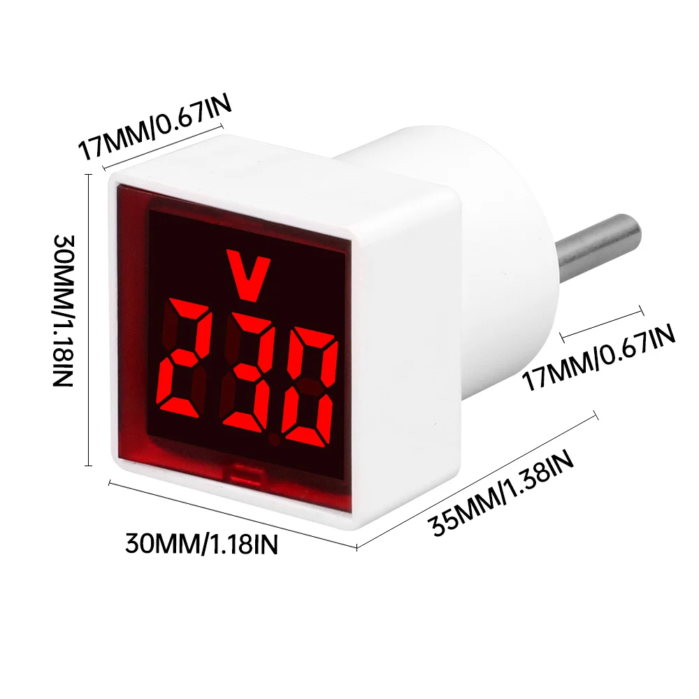 범용 사각형 유럽 플러그 타입 가정용 디지털 AC 전압계 표시기 전압 측정 범위: 50 ~ 500V, AC 220V, 230V