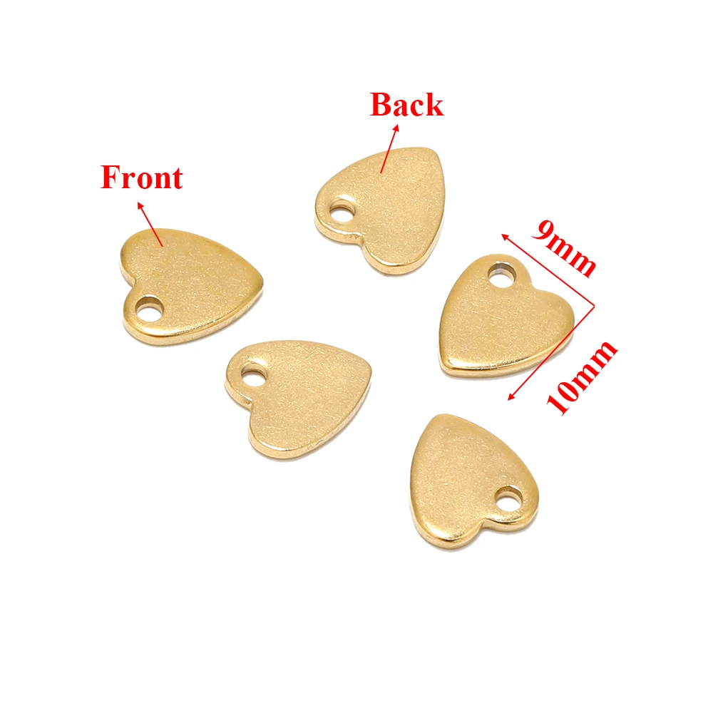 스테인레스 스틸 작은 플랫 하트 펜던트 매력, DIY 쥬얼리 목걸이 장식품 팔찌 엔드 테일 매력 용품, 20 개