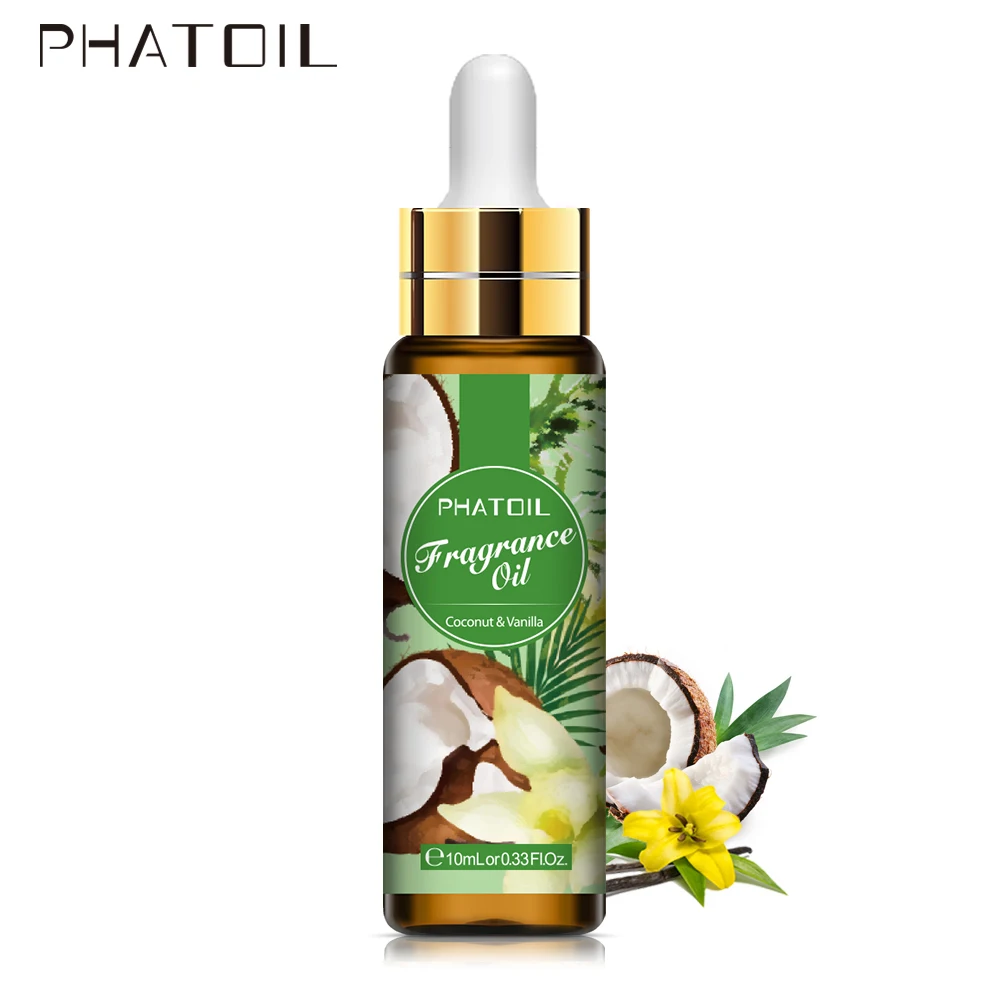 PHATOIL 커피 코코넛 바닐라 향 에센셜 오일 디퓨저, 스포이드 아로마 오일, 화이트 머스크 난초 목련 마리골드, 10ml