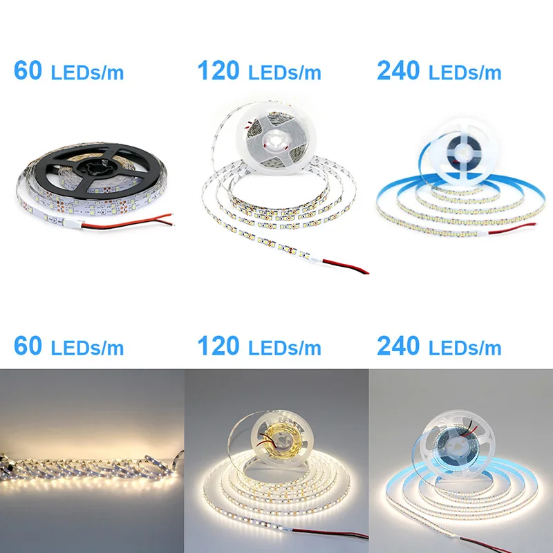 2835 5M 300 600 1200LED 스트립, DC 12V 24V 120LED/m 가정용 방수 IP65 램프 스트립, 유연하고 절단 가능한 소프트 램프 바