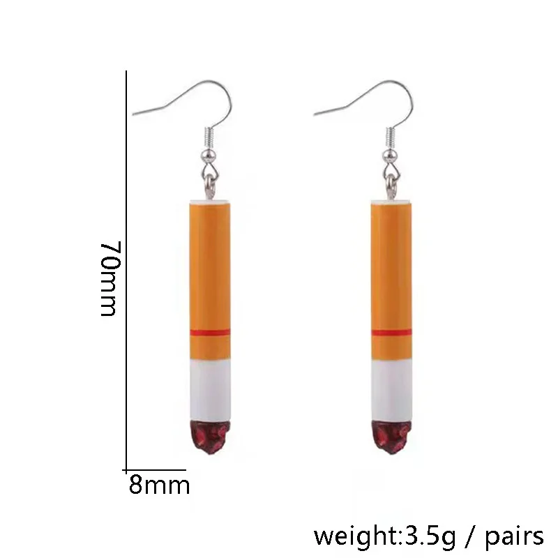 남녀공용 맞춤형 시뮬레이션 담배 귀걸이, 패션 창의적이고 재미있는 담배 엉덩이 귀걸이, 펑크 스트리트 쥬얼리 선물