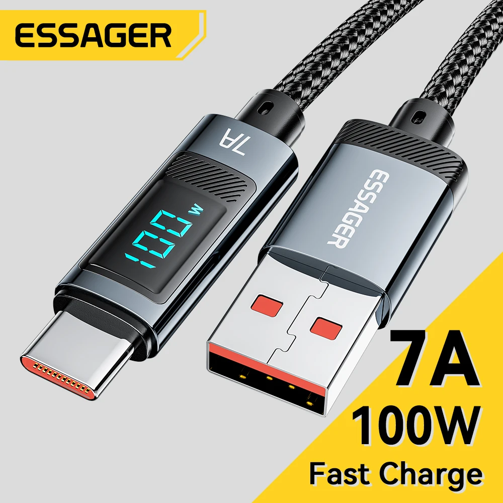 Essager Realme 화웨이 P40 30 프로용 USB C 타입 케이블, 고속 충전 와이어 코드, 삼성 샤오미 포코용 데이터 충전기, 7A, 100W, 66W title=Essager Realme 화웨이 P40 30 프로용 USB C 타입 케이블, 고속 충전 와이어 코드, 삼성 샤오미 포코용 데이터 충전기, 7A, 100W, 66W 