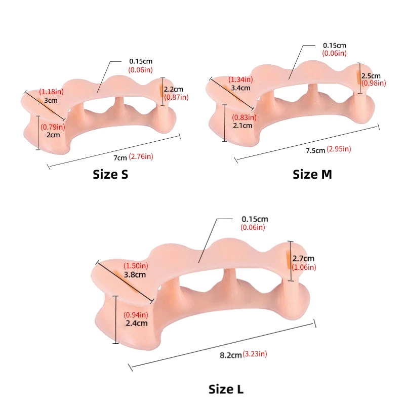 단단한 실리콘 발가락 손가락 분리기, 3 구멍 외반증, 정형외과 스페이서, 건막류 겹침 망치 발 교정기, 2 개 1 쌍