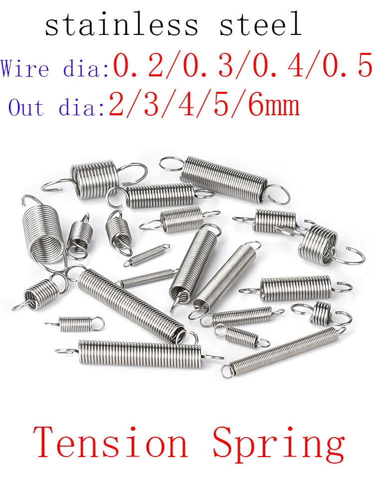 스테인리스 스틸 장력 스프링, O 후크 연장 스프링, 0.3mm 0.4mm 0.5mm, 10 개 세트 title=스테인리스 스틸 장력 스프링, O 후크 연장 스프링, 0.3mm 0.4mm 0.5mm, 10 개 세트 
