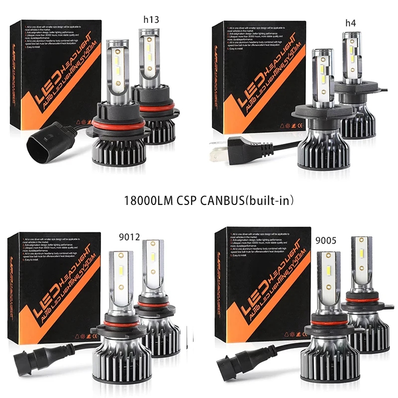 Heyword 차량용 LED 헤드라이트, 26000lm, 160W, 1860 CSP 칩, 3000k, 4300k, 6000k, 8000k, h4, h7, h1, LED 헤드라이트, 9005, H7, h11