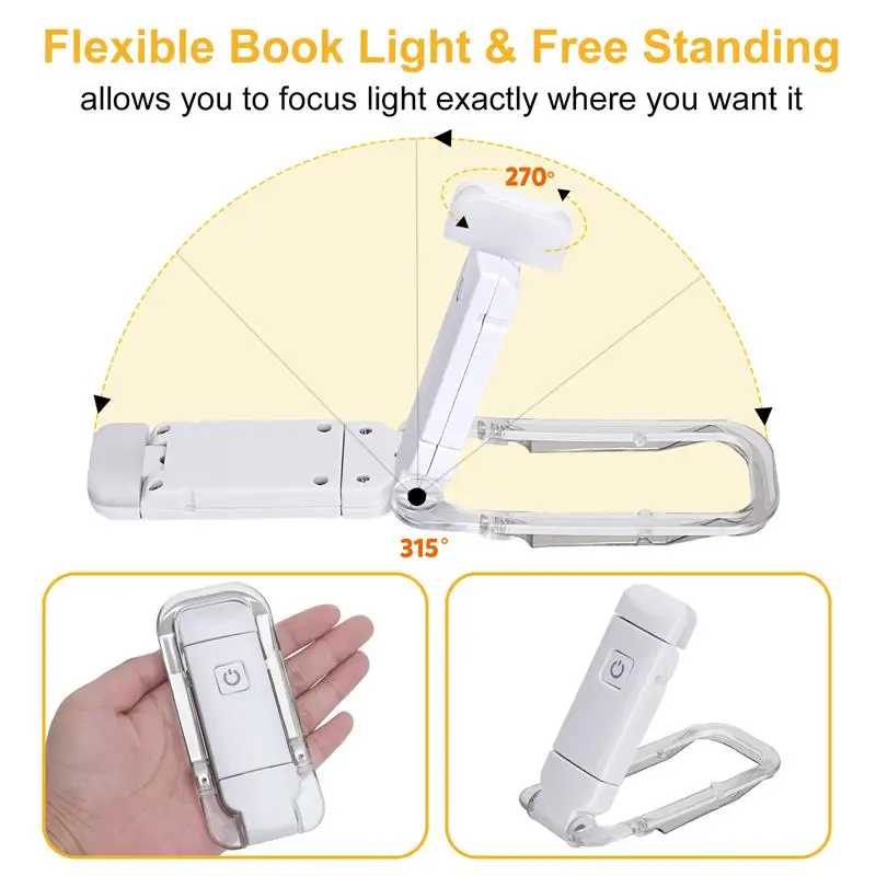 USB 충전식 LED 독서등, 독서등, 눈 보호, 야간 조명, 휴대용 클립, 책상 책갈피, 독서등, 야간 램프