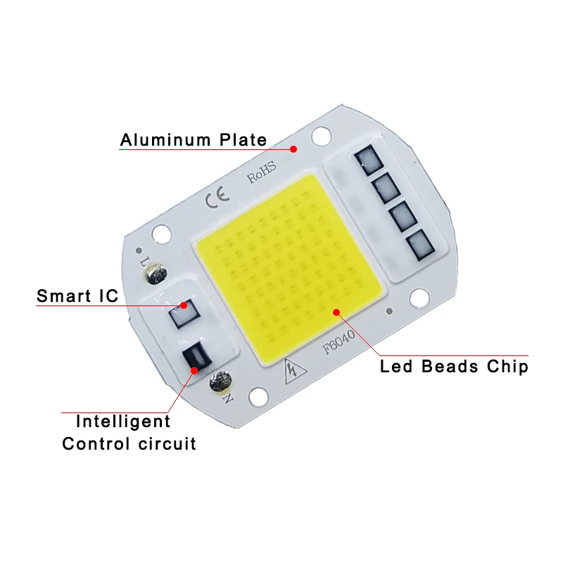 LED 칩 COB 램프, 10W 20W 30W 50W AC 220V 240V IP65 스마트 IC, 드라이버 필요 없음, DIY 투광 조명, LED 전구 스포트라이트, 야외 램프 비드