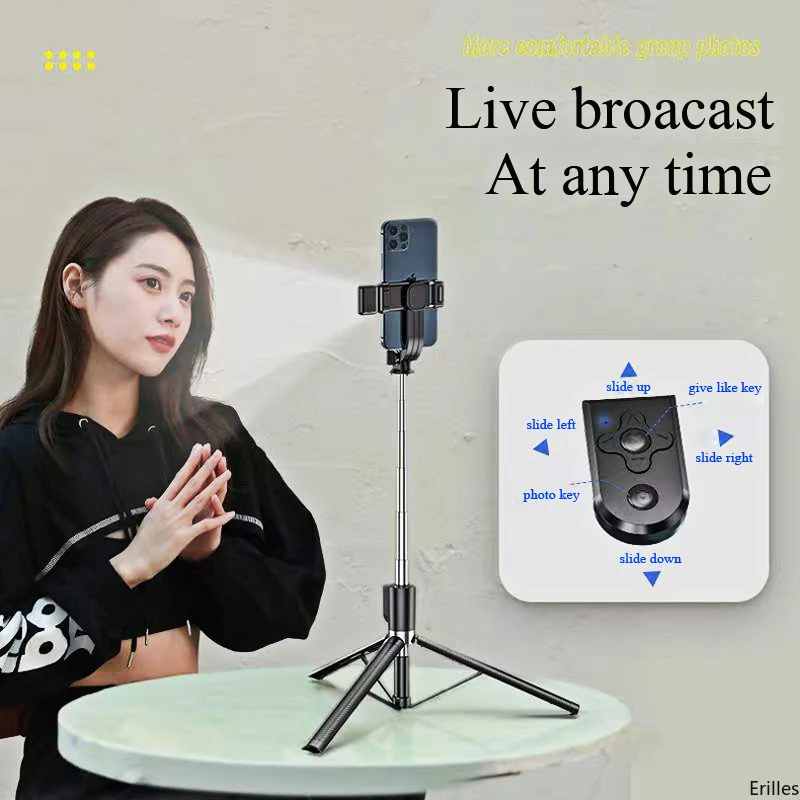 1.67M 긴 확장 블루투스 무선 Selfie 스틱 라이브 Broacast 스탠드 홀더 삼각대 Foldable 스마트 폰에 대 한 채우기 빛