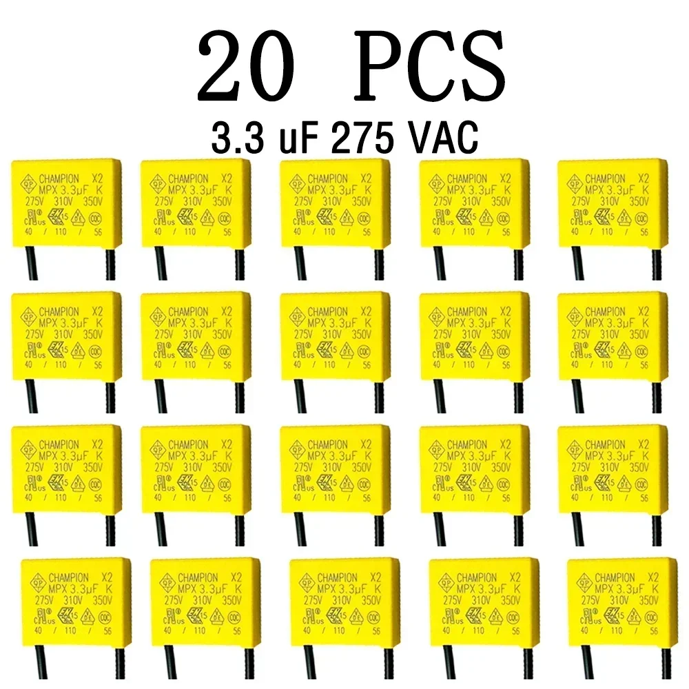 안전 캐패시터 275VAC 3.3UF 폴리프로필렌 필름 캐패시터, 중성선 없는 스마트 터치 스위치, 전기 팬 등에 적합