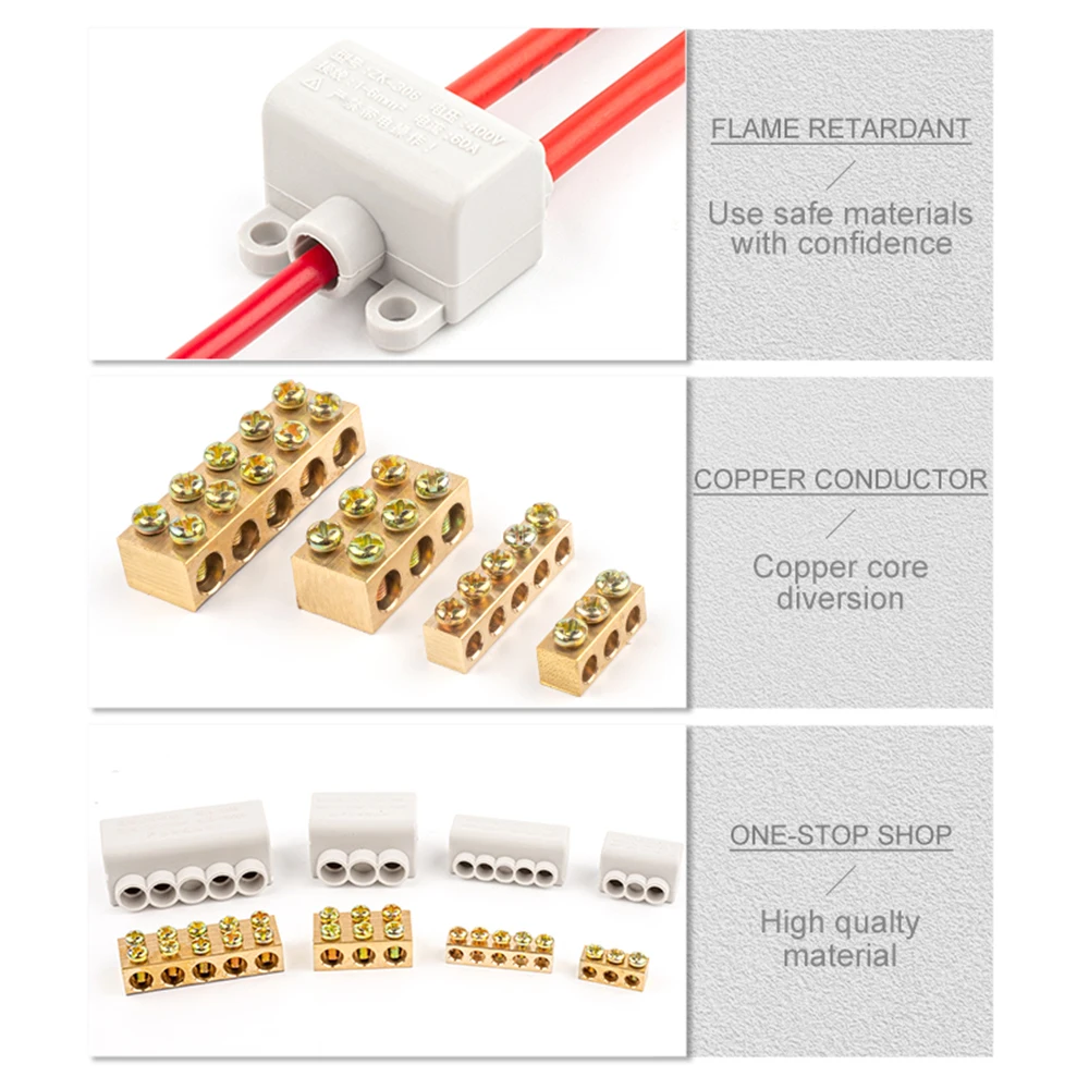 고출력 1 인 멀티플 아웃 케이블 스플라이싱, 와이어 커넥터, 나사 배선 터미널 블록, 60A, 400V, 1-6 mm2, 80A, 1000V, 2.5-16 mm2