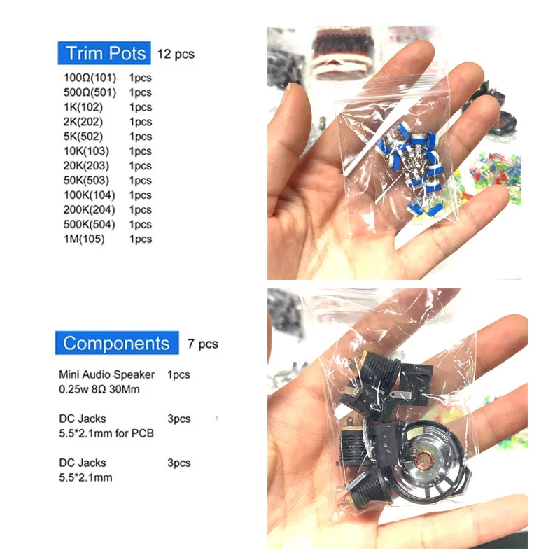 전자 부품 키트 얼티밋 에디션 다양한 일반 커패시터 저항 커패시터 T0-92 LED 트랜지스터 PCB 보드 DIP-IC