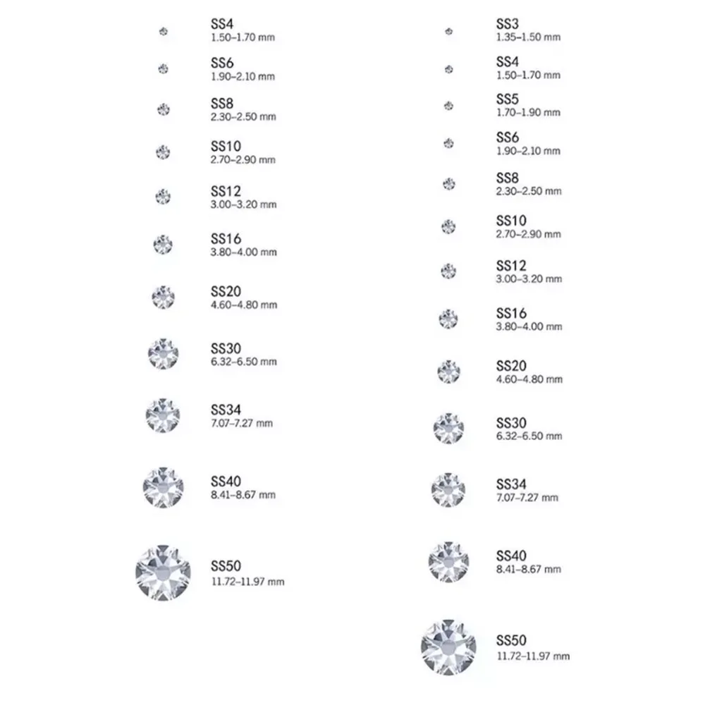 SS6-SS30 핫 픽스 라인석 반짝이 크리스탈 유리 스트라스 핫픽스 다리미, 의류 의류 장식용 라인석 스톤