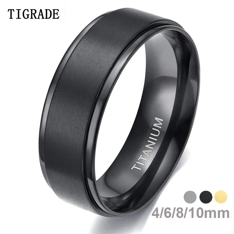 Tigrade 남성용 티타늄 반지, 블랙 브러쉬 웨딩 밴드, 약혼 반지, 실버 색상, Bague Femme aneau bijoue, 4 6 8 10mm title=Tigrade 남성용 티타늄 반지, 블랙 브러쉬 웨딩 밴드, 약혼 반지, 실버 색상, Bague Femme aneau bijoue, 4 6 8 10mm 