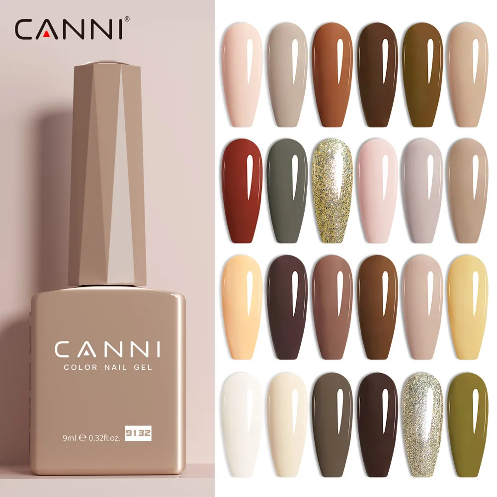 CANNI 헤마 프리 네일 젤 광택제, 반영구 네일 탈수기, 프라이머 9ml, 프랑스 화려한 색상, 크리스마스 레드 컬러 컬렉션