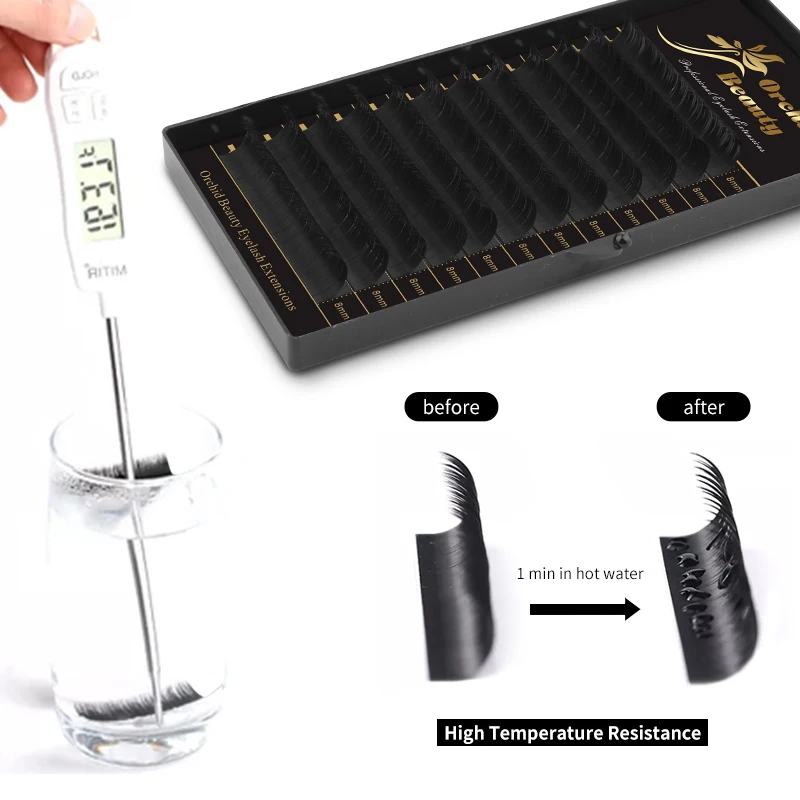 개별 볼륨 속눈썹 연장, 클래식 실크 속눈썹, 오키드 뷰티 도매, 개인 라벨, C CC 컬, 매트 블랙