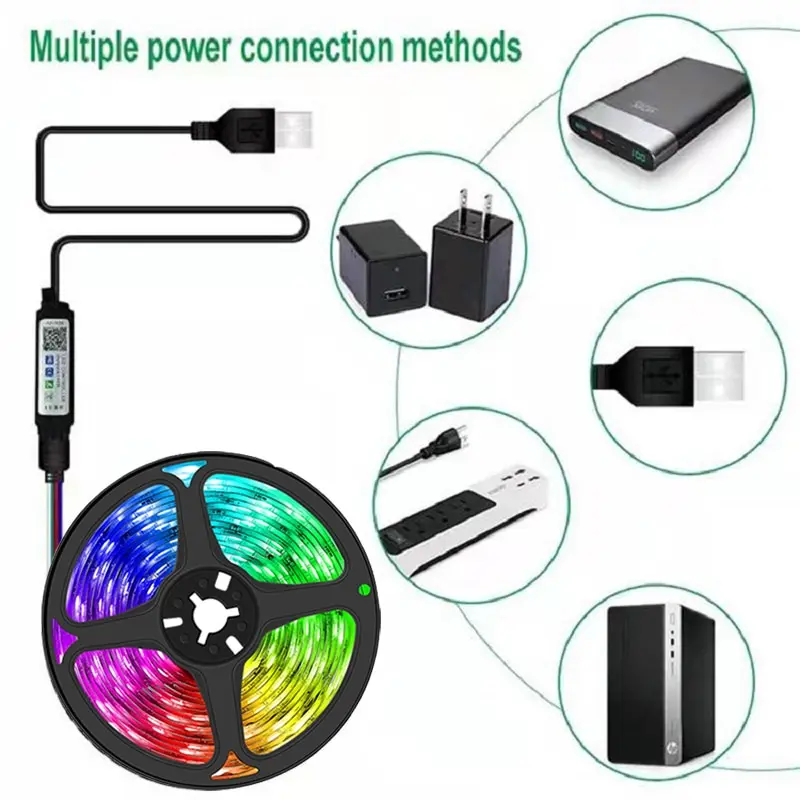 LED 스트립 조명 컬러 USB RGB Tpae 블루투스 LED 스트립, 침실 장식 5050, 5m, 10m, 15m, 20m, 30m, TV LED 백라이트, 크리스마스용