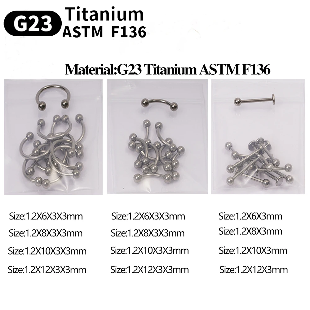 여성용 눈썹 피어싱 보석 라브렛 립 스터드 G23 티타늄 셉텀 피어싱 코 링 C 로드 바디 쥬얼리, 도매, 10 개