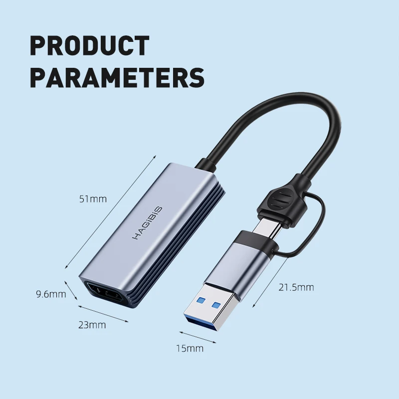 Hagibis USB 3.0 비디오 캡처 카드, 100W PD 포함, 메타 퀘스트 3, 아이패드 HDMI에서 USB C 타입 게이밍 라이브 스트리밍 비디오 녹음기