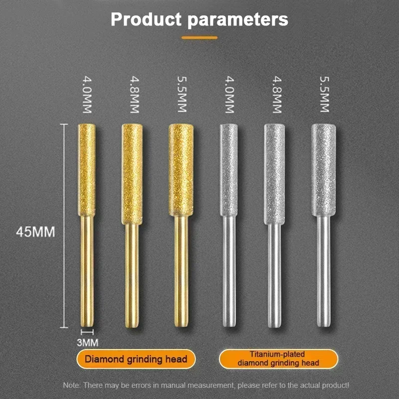 3/4/5/6pcs 다이아몬드 코팅 원통형 버 4/4.8/5.5mm 전기 톱 샤프너 돌 파일 체인 톱 샤프닝 조각 연삭 도구