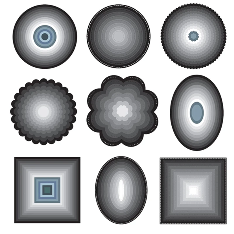 새로운 레이어 프레임 금속 절단 다이 2023 스크랩북 사각형 사각형 원형 타원형 심장 스타 배경 스텐실 카드 만들기, 금속 절단 다이