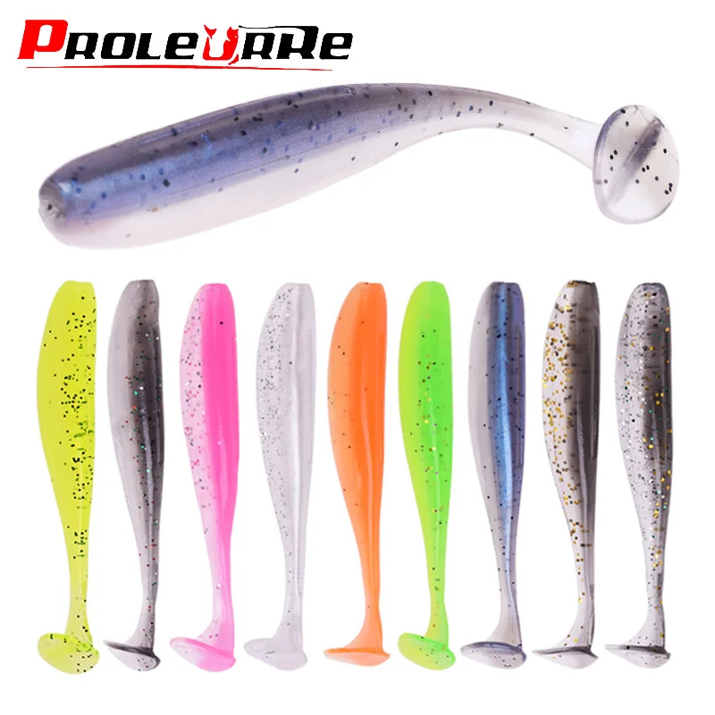 Proleurre Shad Worm 인공 실리콘 스윔베이트, 95mm, 75mm, 50mm, T 테일, 지깅, 워블러, 낚시 루어, 배스, 파이크, 스윔베이트