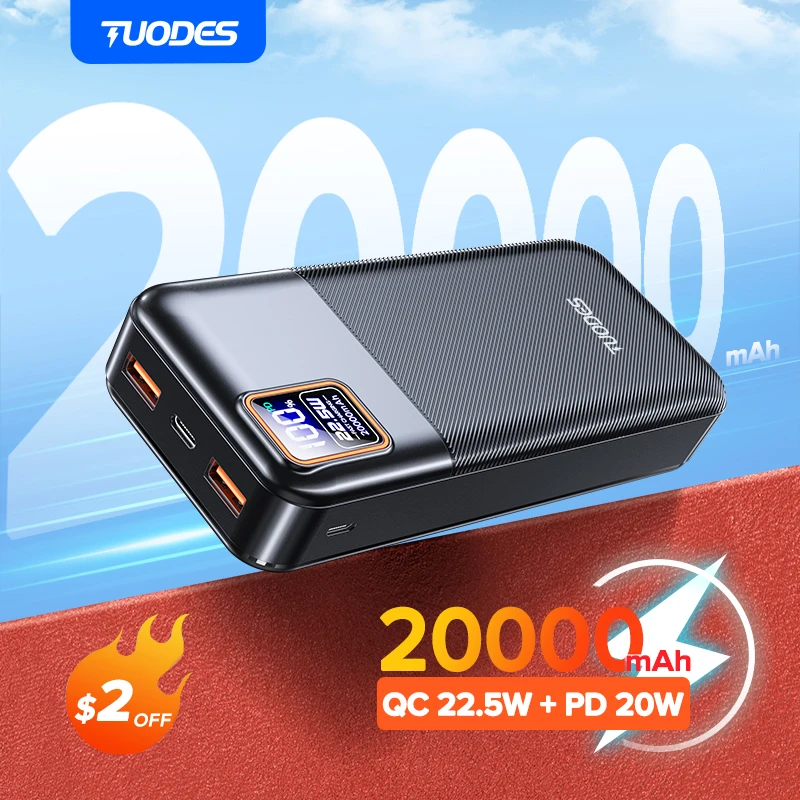 Tuodes 보조배터리 외장 대용량 배터리 용량 22.5W 고속 충전 휴대용 충전기, 아이폰 삼성 샤오미, 20000mAh PD20W title=Tuodes 보조배터리 외장 대용량 배터리 용량 22.5W 고속 충전 휴대용 충전기, 아이폰 삼성 샤오미, 20000mAh PD20W 