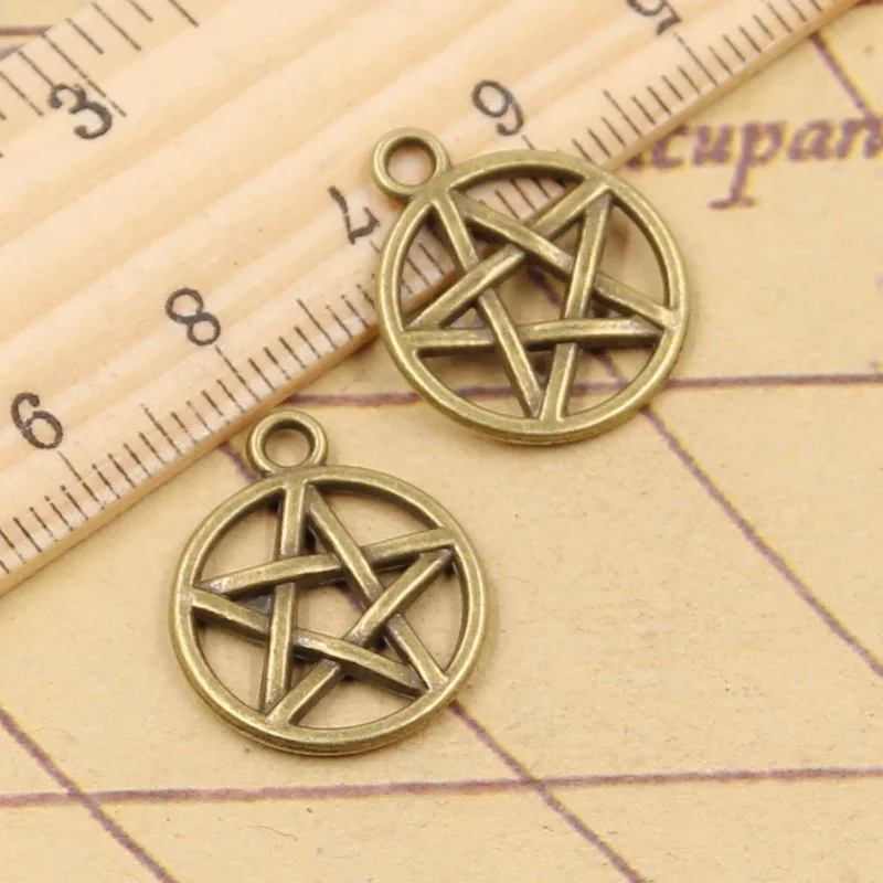 20pcs 매력 스타 Pentagram 19x16mm 티벳 청동 실버 컬러 펜던트 골동품 보석 만들기 DIY 수제 공예 펜던트