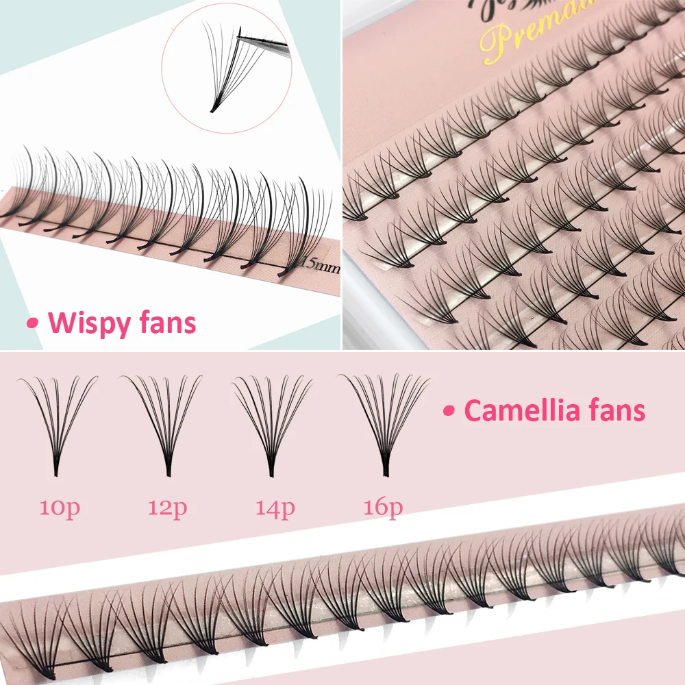 여신 프리메이드 볼륨 팬, 인조 밍크, 개별 속눈썹 연장, 뾰족한 스템, 320 팬, 4D, 5D, 6D, 7D, 8D, 10D, 12D, 14D, 16D, 20D