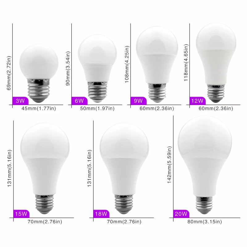 E27 E14 LED 전구, 램프 다 LED 조명, AC 220V-240V 봄빌라 스포트라이트 조명, 차갑고 따뜻한 흰색 램프, 20W, 18W, 15W, 12W, 9W, 6W, 3W