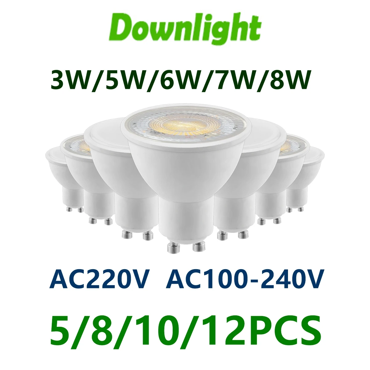 LED 스포트라이트, 에너지 절약 전구, 50W 할로겐 램프 교체 가능, GU10 AC220V AC120V, 3W 5W 6W 7W 8W, 5-12 개 title=LED 스포트라이트, 에너지 절약 전구, 50W 할로겐 램프 교체 가능, GU10 AC220V AC120V, 3W 5W 6W 7W 8W, 5-12 개 