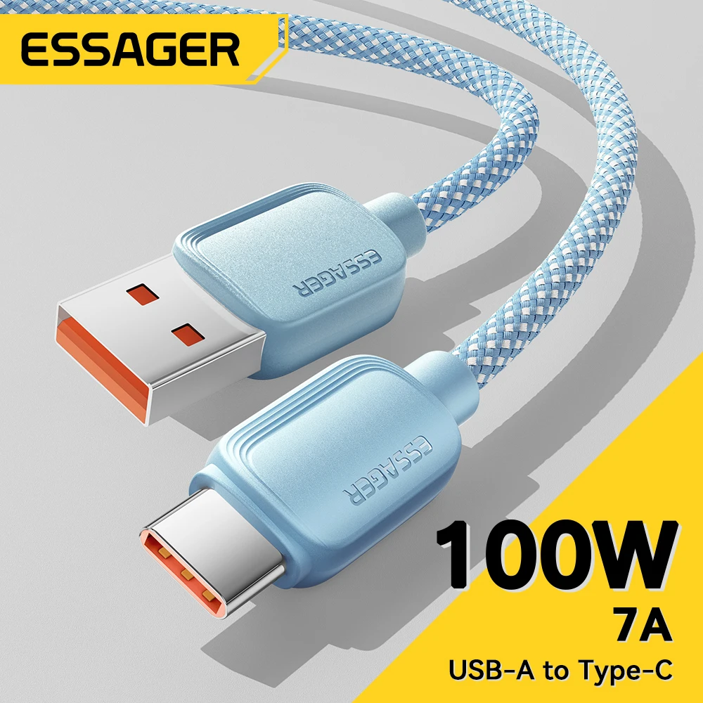 Essager 샤오미 원플러스 삼성용 USB C 타입 케이블, 화웨이 아너 88W PD 고속 충전 충전기, USB A 데이터 코드 케이블, 7A, 100W title=Essager 샤오미 원플러스 삼성용 USB C 타입 케이블, 화웨이 아너 88W PD 고속 충전 충전기, USB A 데이터 코드 케이블, 7A, 100W 