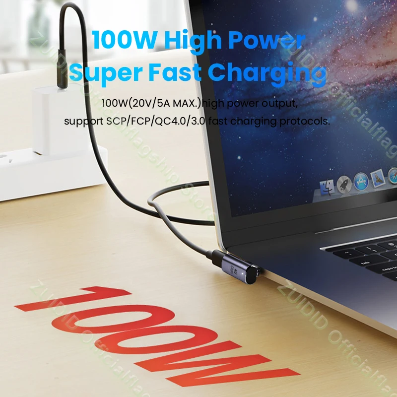 USB4.0 Thunderbolt3 마그네틱 어댑터 고속 충전 자석 컨버터 케이블, USB C 타입, 40Gbps, 100W, 8K, 60Hz, USB C 타입 어댑터