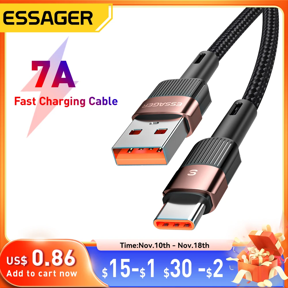 Essager-7A USB c타입 케이블, 리얼미, 화웨이 P30 프로 고속 충전 케이블, 삼성 리얼미 Oneplus Poco F3 용 USB 데이터 코드 와이어 title=Essager-7A USB c타입 케이블, 리얼미, 화웨이 P30 프로 고속 충전 케이블, 삼성 리얼미 Oneplus Poco F3 용 USB 데이터 코드 와이어 