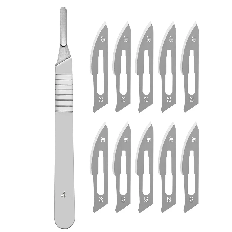 탄소강 수술용 메스 날 + 손잡이 메스 1 개, DIY 절단 도구, PCB 수리 동물 수술용 칼, 11 23, 10 개