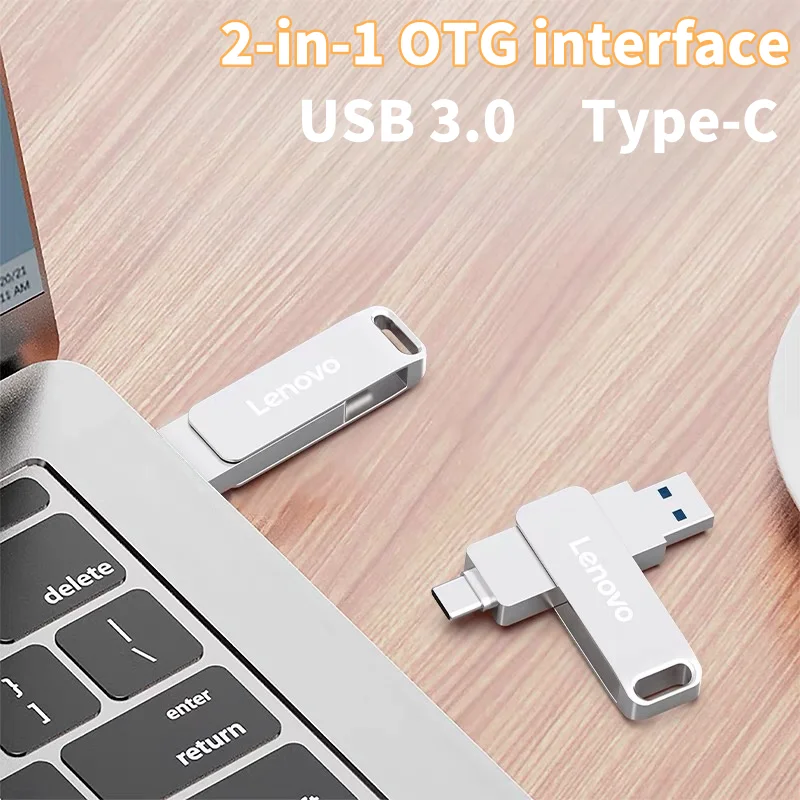 레노버 USB 3.0 플래시 드라이브 금속 펜 드라이브, 방수 고속 플래시 디스크, 미니 메모리 스틱, 2TB, 1TB, 512G