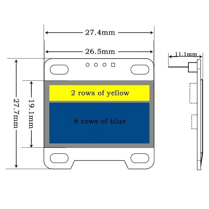 아두이노용 OLED 디스플레이 모듈, SSD1306 I2C IIC SPI 시리얼, 128x64 LCD, 4 핀 옐로우 블루 화이트 블루, 핀 헤더 납땜, 0.96 인치