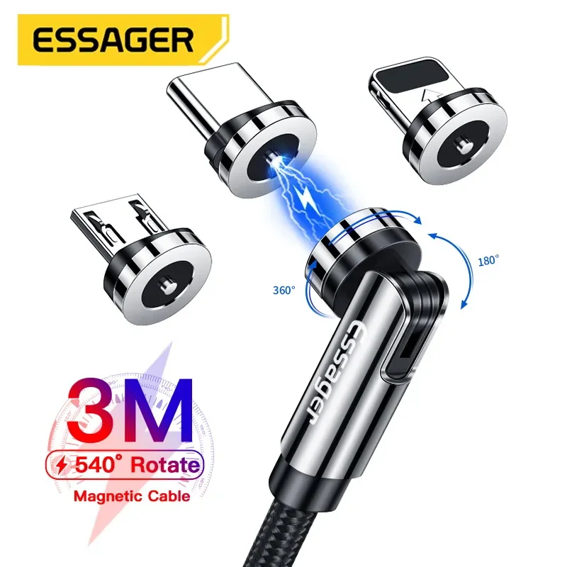 Essager 540 회전 마그네틱 케이블 급속충전 자석 충전기 마이크로 USB type C 케이블 아이폰 샤오미용 휴대폰 전선 코드 title=Essager 540 회전 마그네틱 케이블 급속충전 자석 충전기 마이크로 USB type C 케이블 아이폰 샤오미용 휴대폰 전선 코드 