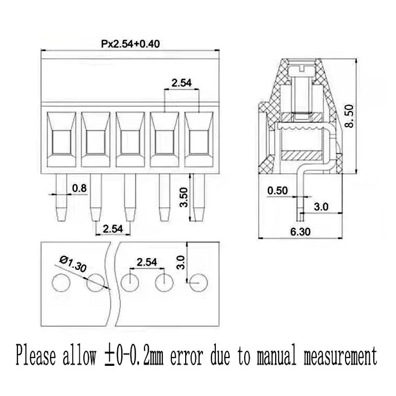 와이어용 미니 PCB 나사 터미널 블록 커넥터, KF128, 2.54mm, 0.1 인치 피치, 2P, 3P, 4P, 5P, 6P, 7P, 8P, 9P, 10P, 12P, 16P 터미널