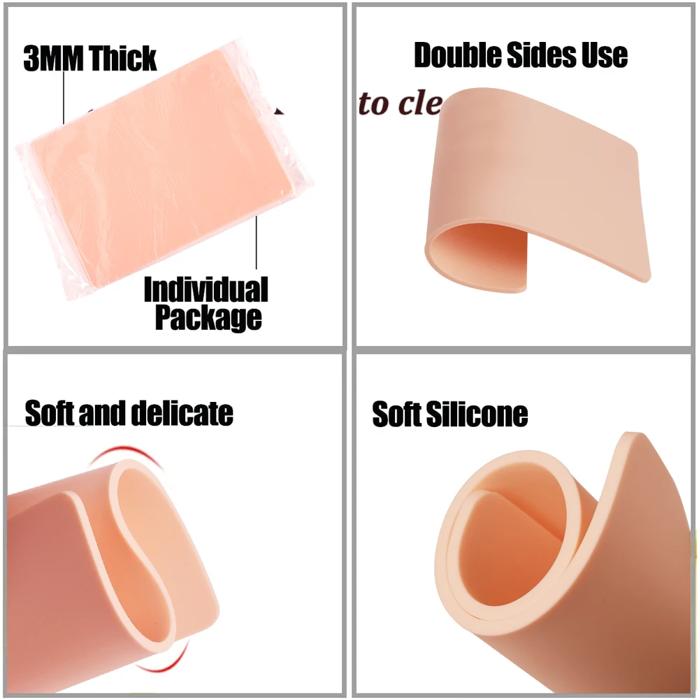 영구 메이크업 훈련용 양면 실리콘 가짜 피부, 문신 연습 스킨, 문신 액세서리, 15 개, 10 개, 8 개, 5 개, 1 개, 3mm