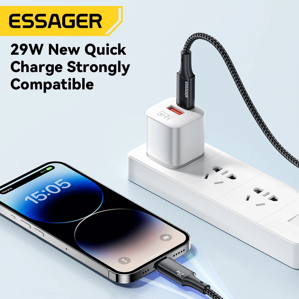 Essager 아이폰용 USB C 타입 케이블, 아이패드 맥북용 조명 날짜 와이어, 고속 충전 케이블, 아이폰 14, 13, 12, 11 프로 맥스, 8 플러스, 20W