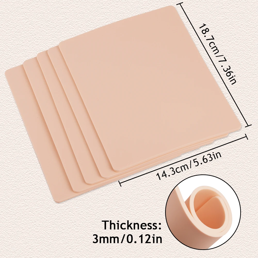 영구 메이크업 훈련용 양면 실리콘 가짜 피부, 문신 연습 스킨, 문신 액세서리, 15 개, 10 개, 8 개, 5 개, 1 개, 3mm