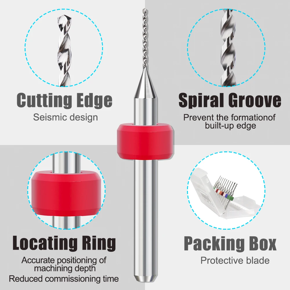 XCAN PCB 미니 드릴 비트, 인쇄 회로 기판 CNC 드릴 비트 기계용 텅스텐 카바이드, 0.3mm ~ 1.2mm, 세트당 10 개