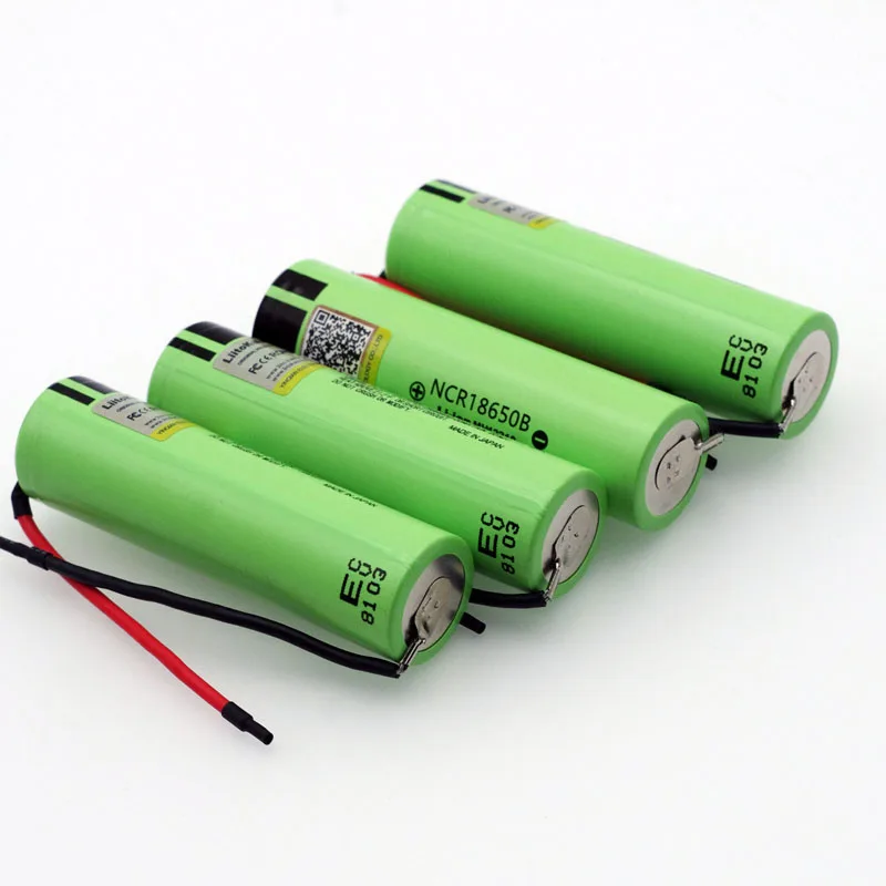 LiitoKala-뉴 오리지널 리튬 이온 충전식 배터리 NCR18650B, 3.7v, 3400mAh, 실리카 젤 케이블, DIY