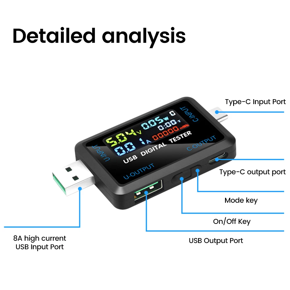 USB 테스터 디지털 전압계 전류계 감지기, 전원 계량기 모니터 충전기 표시기, 전압 전류 용량 테스터, DC4.5 ~ 36V title=USB 테스터 디지털 전압계 전류계 감지기, 전원 계량기 모니터 충전기 표시기, 전압 전류 용량 테스터, DC4.5 ~ 36V 