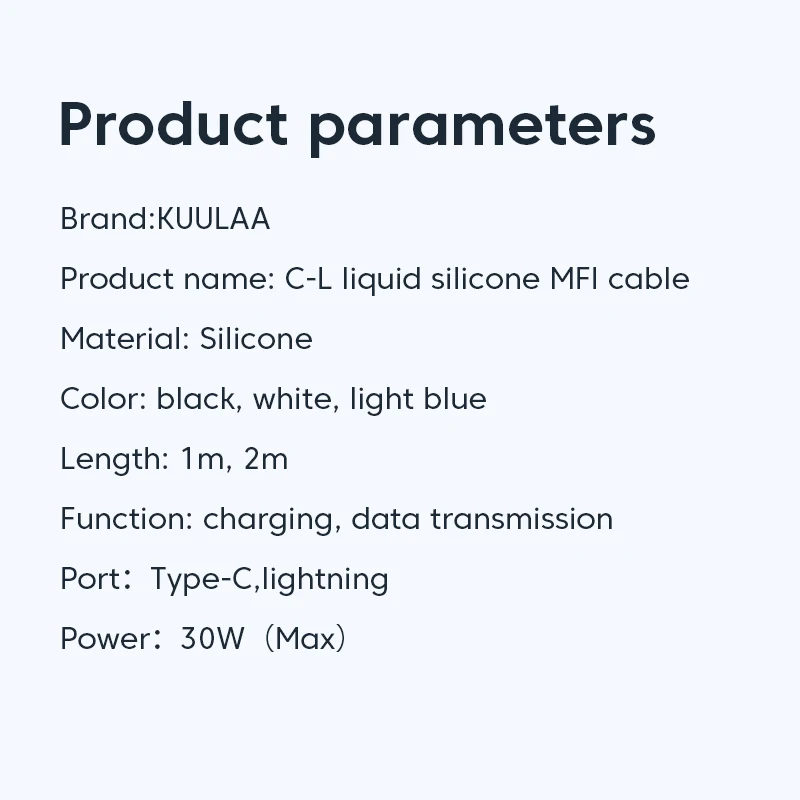 KUULAA USB C 라이트닝 MFi 케이블, 아이폰 고속 충전 케이블, PD 30W, USB C타입, 아이폰 14 13 12 11 프로 맥스 X XS XR 8 용