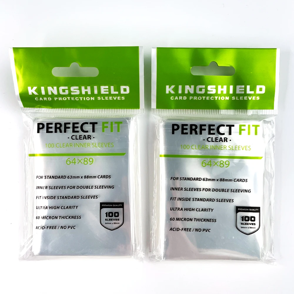 KINGSHIELD 클리어 카드 슬리브, 카드 보호대, PKM 내부 카드 슬리브, PVC 없음, 완벽한 사이즈, 64x89mm, 로트당 100 개