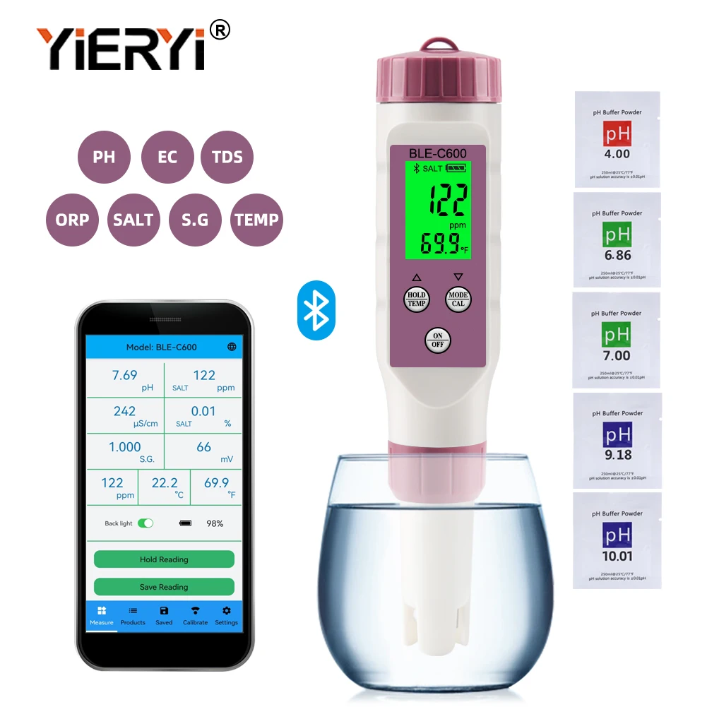 Yieryi 신제품 TDS PH 측정기, PH, TDS, EC, 온도 측정기, 디지털 수질 모니터 테스터, 수영장, 식수, 수족관용