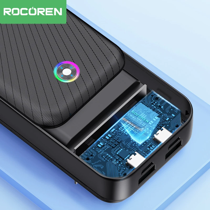 Rocoren 보조배터리 QC PD 3.0, 고속 충전 보조베터리, 휴대용 10000mAh 외장 배터리, 아이폰 16 샤오미, 22.5W, 20000mAh, 35W