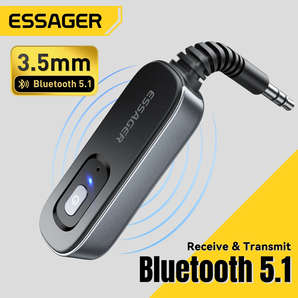 Essager 블루투스 5.1 오디오 리시버 송신기, 마이크 포함, 3.5mm, 3.5 AUX, 스테레오 음악, PC TV, 자동차 스피커용 무선 어댑터 title=Essager 블루투스 5.1 오디오 리시버 송신기, 마이크 포함, 3.5mm, 3.5 AUX, 스테레오 음악, PC TV, 자동차 스피커용 무선 어댑터 