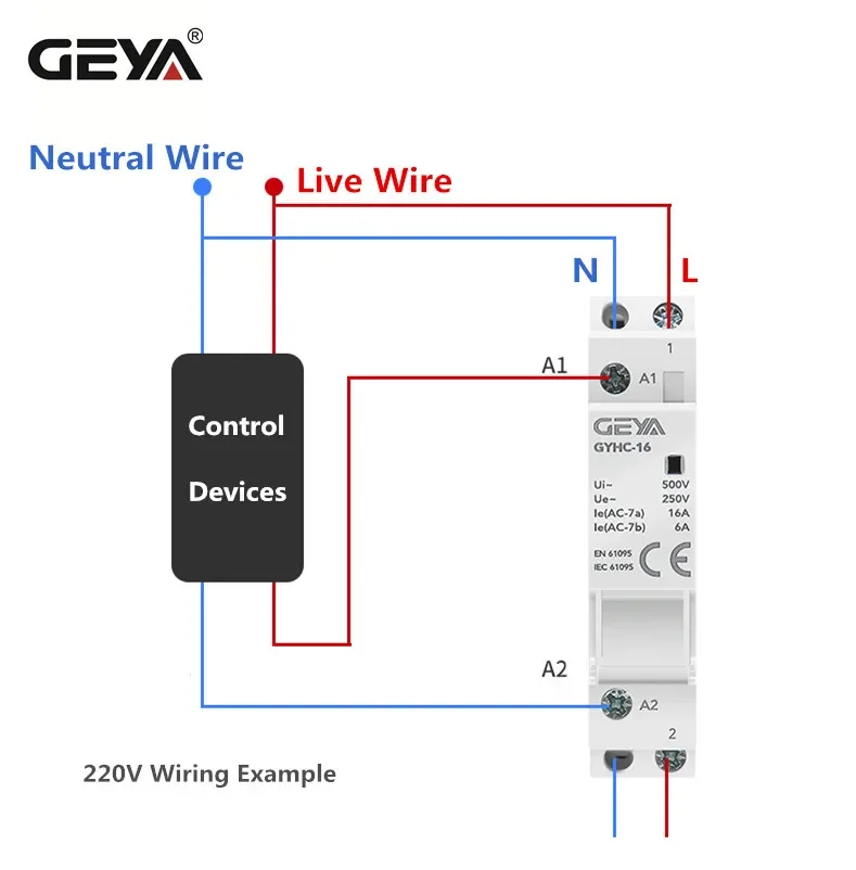 GEYA 딘 레일 장착 모듈러 가정용 AC 접촉기, 스마트 홈 호텔, AC220V 2P 16A 20A 25A 2NC 2NO 1NO1NC 50 60Hz